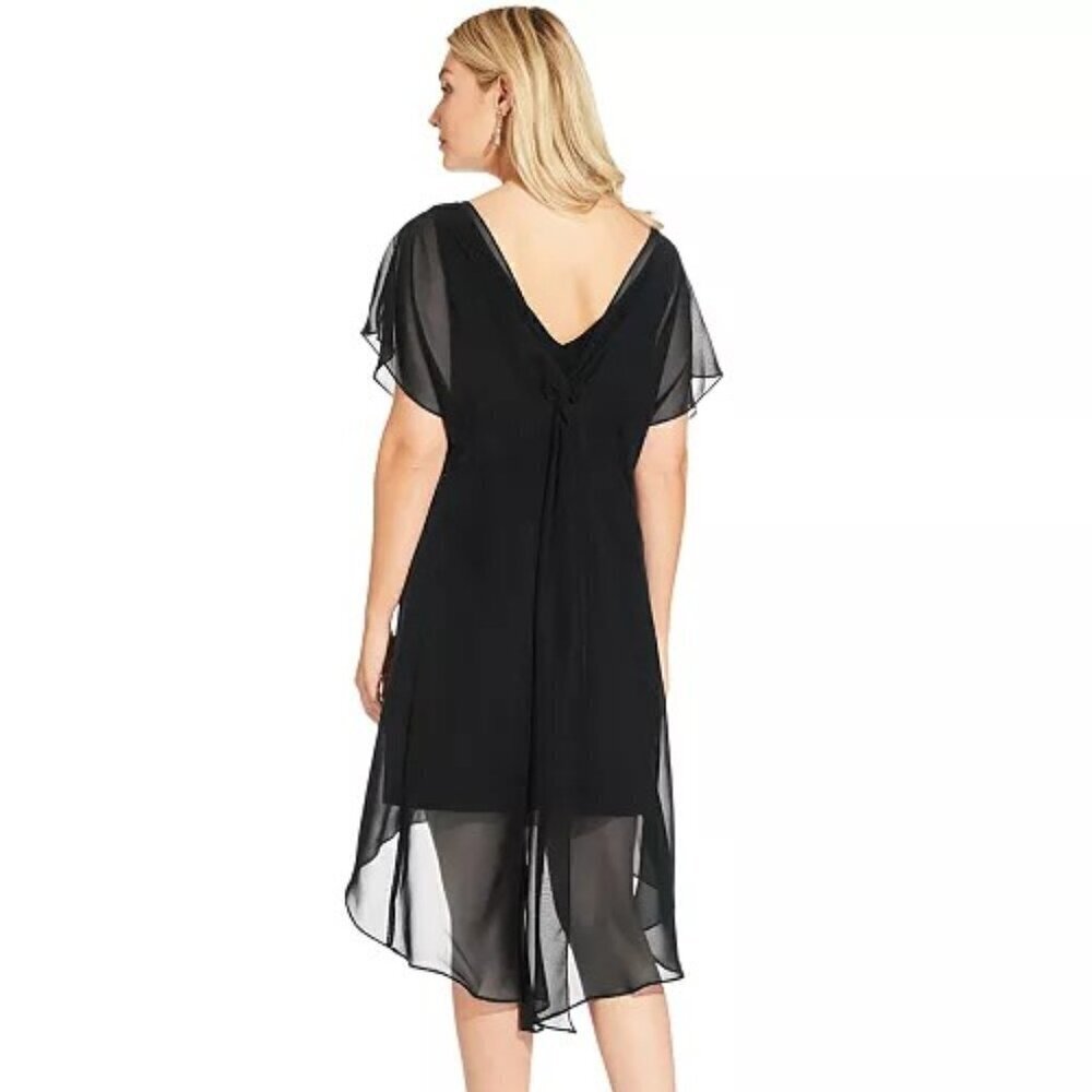 NWT Adrianna Papell Womens Chiffon Overlay Cocktail And Party Dress Black Size S - Picture 3 of 9